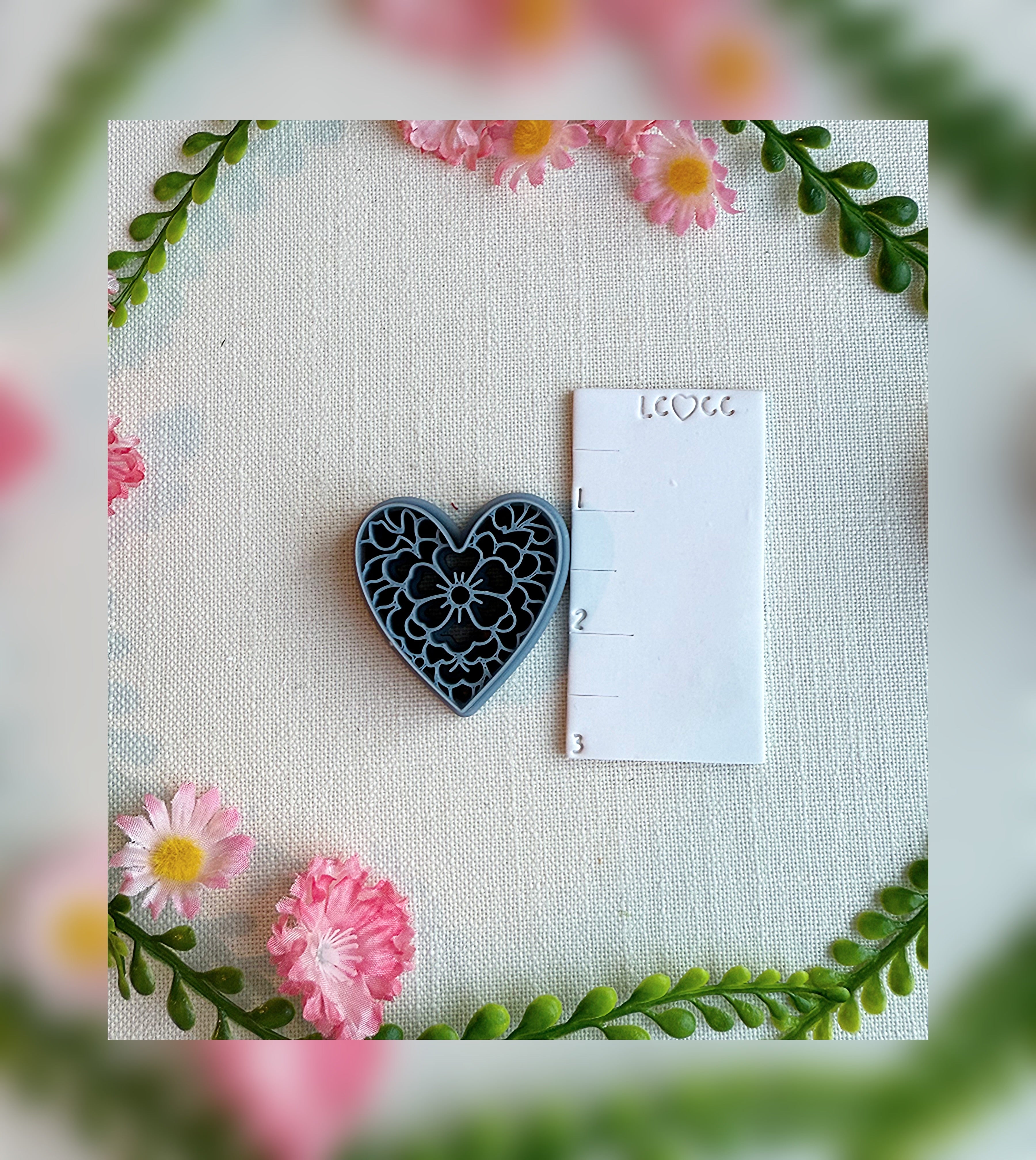 Floral Garden Heart | Polymer Clay Tool