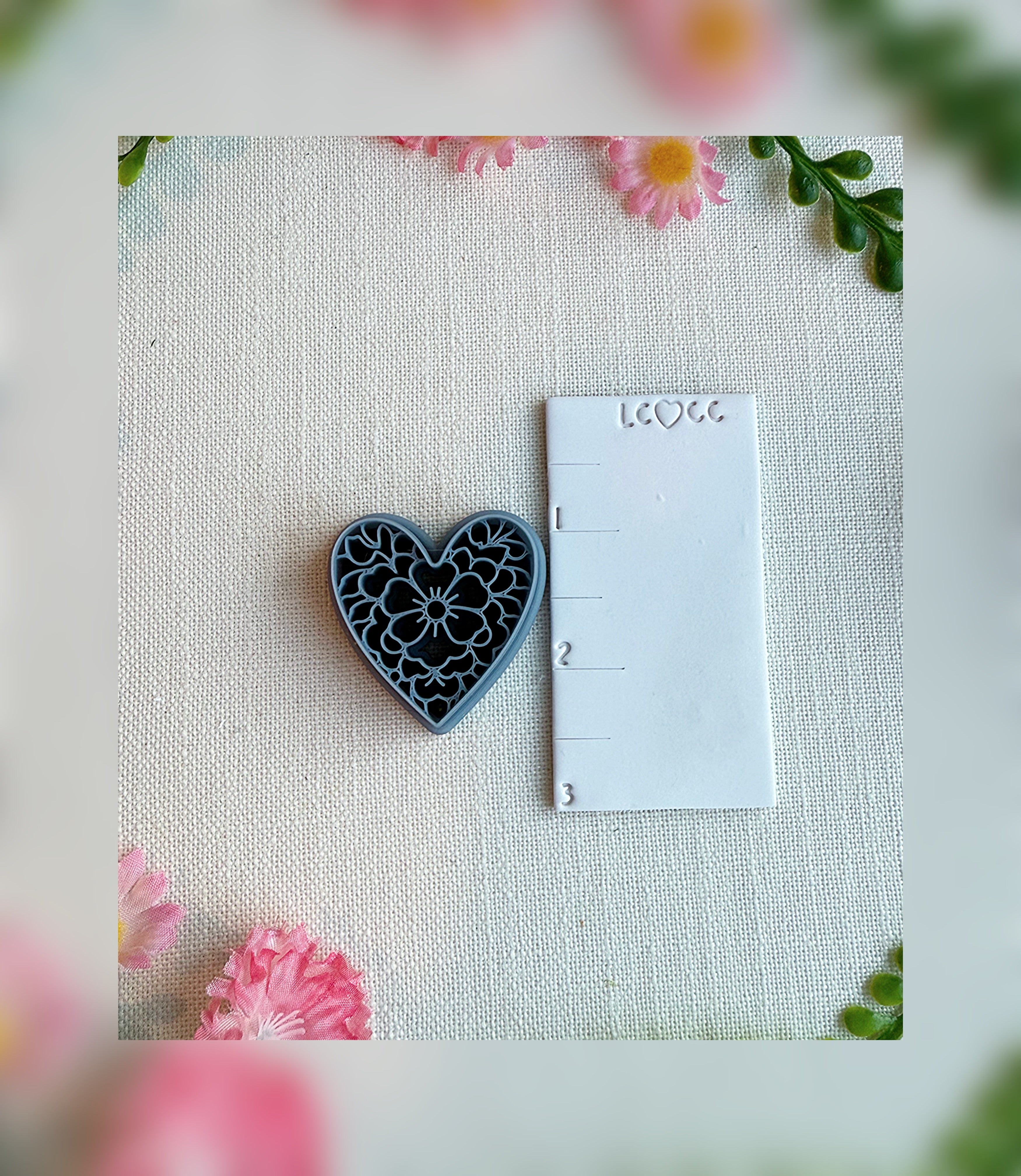 Floral Garden Heart | Polymer Clay Tool