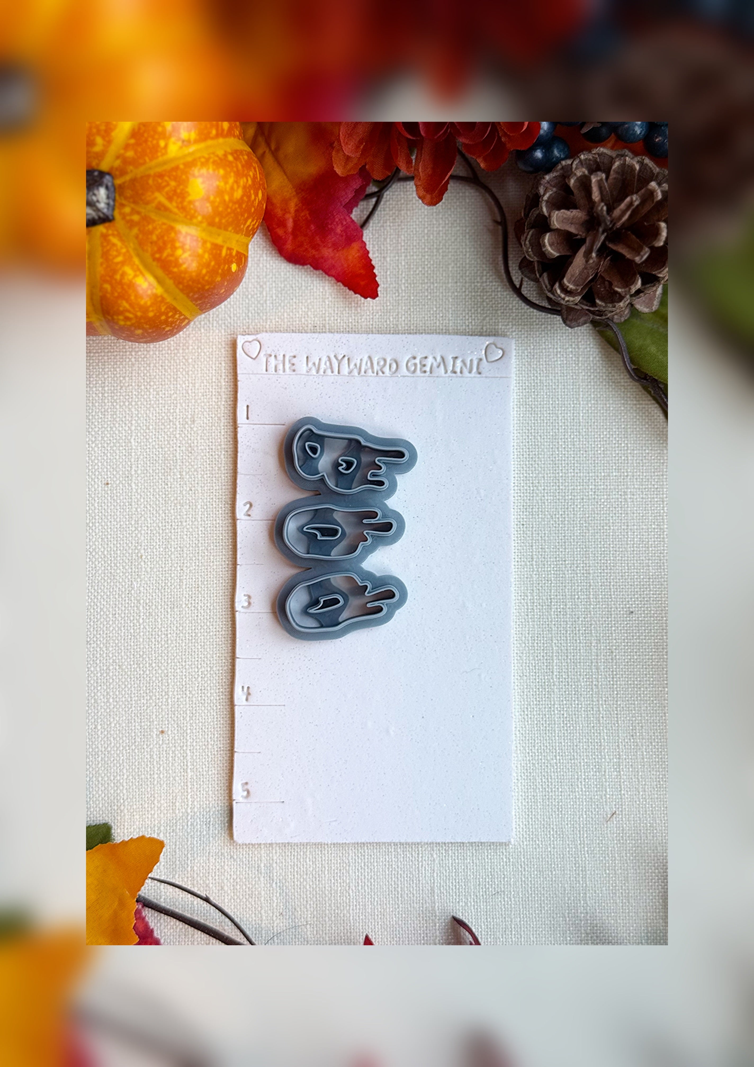 BOO! Drippy Ghost Letter Clay Cutter – Polymer Clay Tool for Halloween