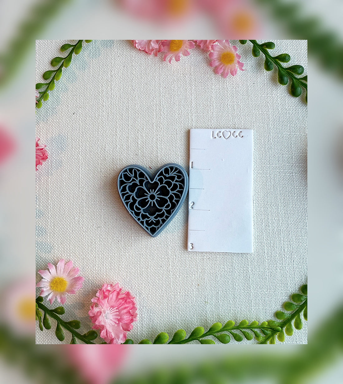 Floral Garden Heart | Polymer Clay Tool