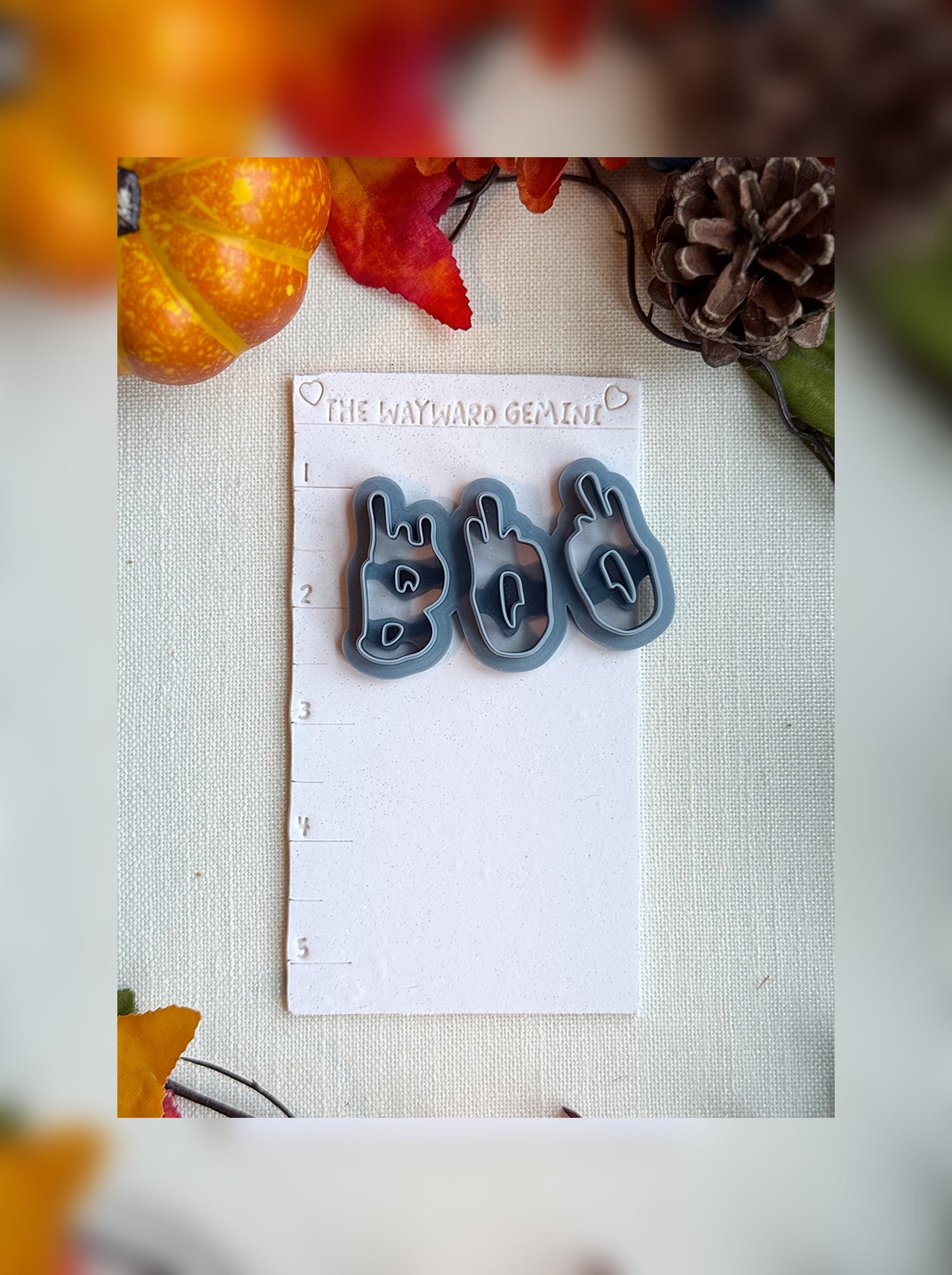 BOO! Drippy Ghost Letter Clay Cutter – Polymer Clay Tool for Halloween