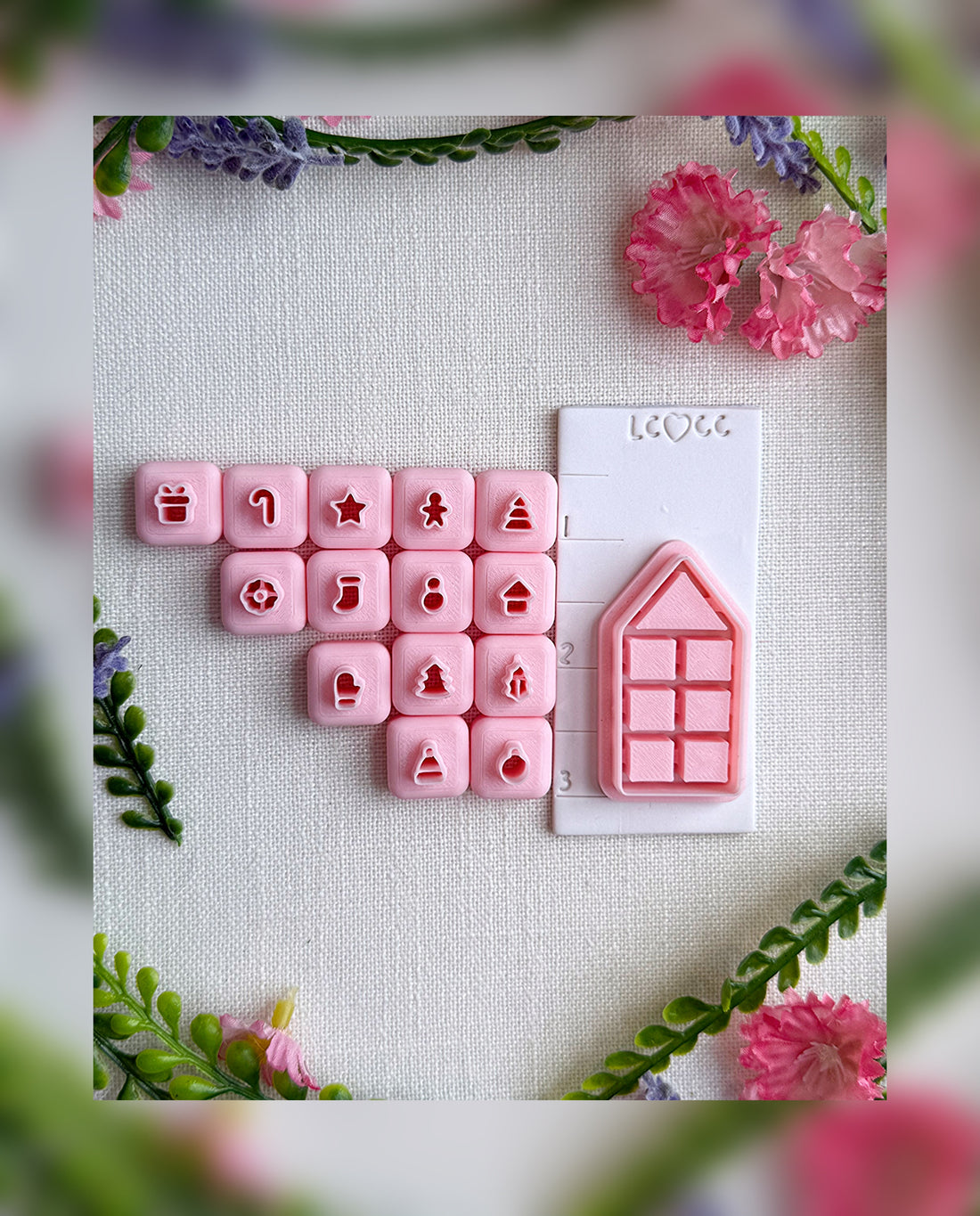 🏠 Winter Cottage Shelf Clay Cutter Set – Polymer Clay Tools