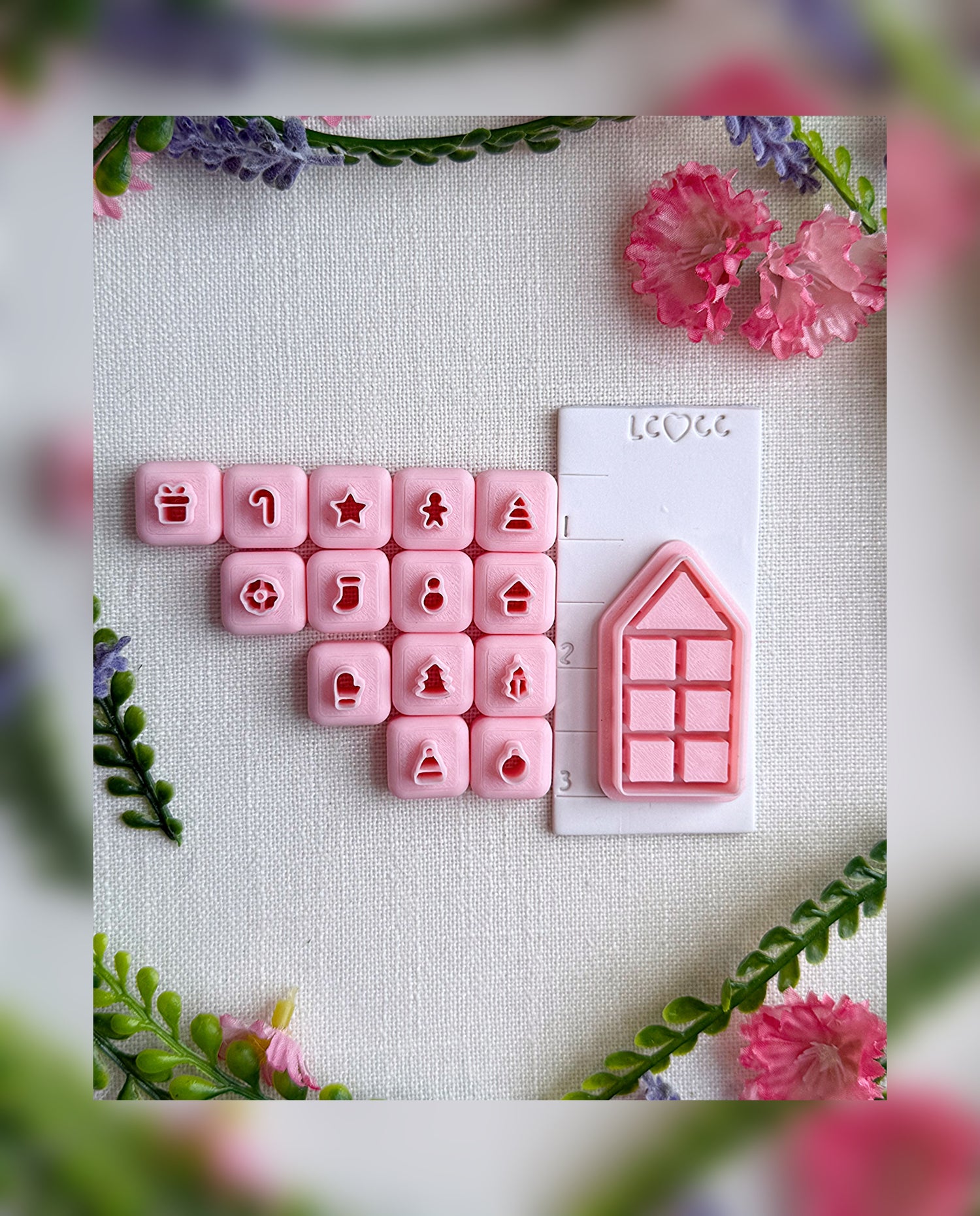 🏠 Winter Cottage Shelf Clay Cutter Set – Polymer Clay Tools
