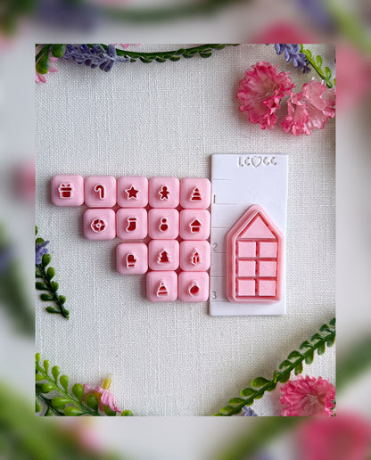 🏠 Winter Cottage Shelf Clay Cutter Set – Polymer Clay Tools