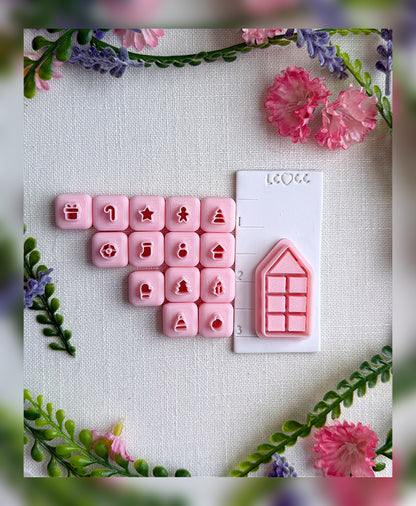 🏠 Winter Cottage Shelf Clay Cutter Set – Polymer Clay Tools