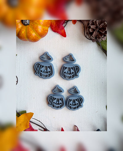🎃 Pumpkin Brew Clay Cutter – Polymer Clay Tool with Witch Hat &amp; Jack-o’-Lantern Mug (2 Sizes)